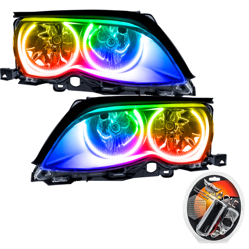 BMW 3 Series Headlight Assembly - ORACLE Lighting - SMD Pre-Assembled Headlights, Black Bezel, ColorSHIFT - Black - `02-`05 BMW 3 Series Headlight Assembly - ORACLE Lighting - SMD Pre-Assembled Headlights, Black Bezel, ColorSHIFT - Black - `02-`05